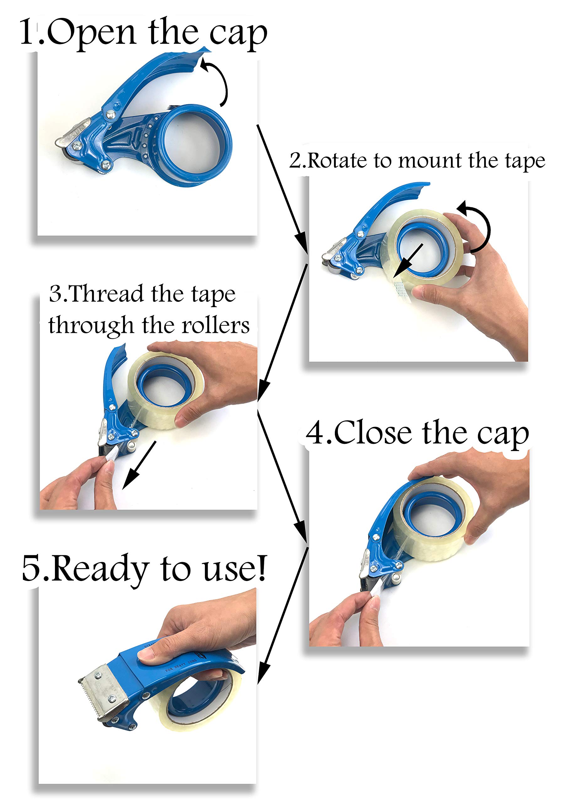 PROSUN Metal Handheld 2 Inch Tape Gun Dispenser Packing Packaging Sealing Cutter Yellow