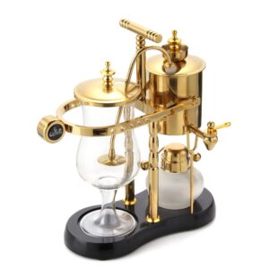 Diguo Belgian/Belgium Family Balance Siphon/Syphon Coffee Maker, Elegant Double Ridged Fulcrum with Tee handle (Classic Gold)