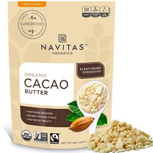 navitas organics cacao butter, 8 ounce — organic, non-gmo, fair trade, gluten-free