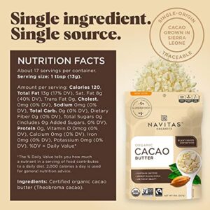 Navitas Organics Cacao Butter, 8 Ounce — Organic, Non-GMO, Fair Trade, Gluten-Free
