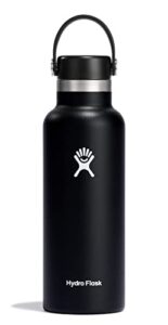 hydro flask aluminum standard mouth bottle with flex cap, black