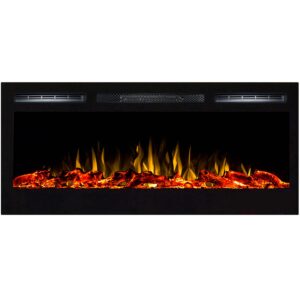 regal flame lexington 35" built-in ventless heater recessed wall mounted electric fireplace - log