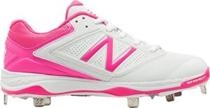 new balance new womens low cut pink ribbon softball metal cleat white/pink sz 5m