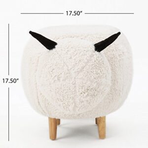 Christopher Knight Home Pearcy Furry Sheep Ottoman, White