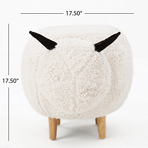 Christopher Knight Home Pearcy Furry Sheep Ottoman, White