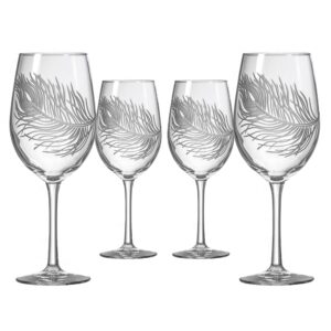 rolf glass peacock white wine glass (set of 4), 12 oz, clear