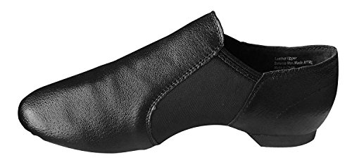 Danz Plus Slip On Leather Jazz Shoes Adult & Child (US 5 Adult, Black)