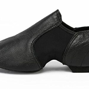 Danz Plus Slip On Leather Jazz Shoes Adult & Child (US 5 Adult, Black)