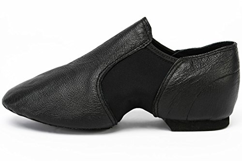 Danz Plus Slip On Leather Jazz Shoes Adult & Child (US 5 Adult, Black)