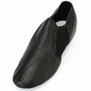 Danz Plus Slip On Leather Jazz Shoes Adult & Child (US 5 Adult, Black)