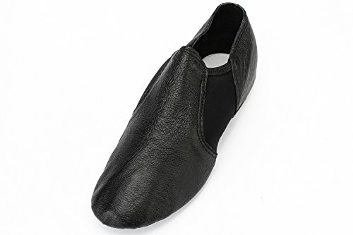 Danz Plus Slip On Leather Jazz Shoes Adult & Child (US 5 Adult, Black)