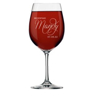 the wedding party store, personalized bridesmaids wedding party wine glasses - custom etched and engraved