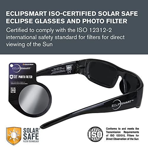 Celestron – 3-Pc EclipSmart Safe Solar Observing & Imaging Kit – Meets ISO 12312-2:2015(E) Standards – Premium Solar Safe Filter Technology – Includes Eclipse Glasses + Photo Filter + Eclipse Book