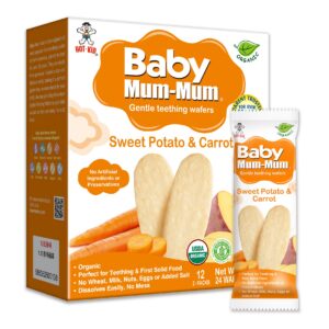 hot-kid baby mum-mum rice rusks, organic sweet potato & carrot, 24 pieces (pack of 6)