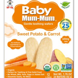 Hot-Kid Baby Mum-Mum Rice Rusks, Organic Sweet Potato & Carrot, 24 Pieces (Pack of 6)