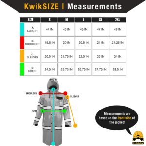 KwikSafety - Charlotte, NC - TORRENT High Visibility Rain Gear - Class 3 ANSI OSHA Reflective Weather Proof Hi Vis Trench Safety Jacket/Large