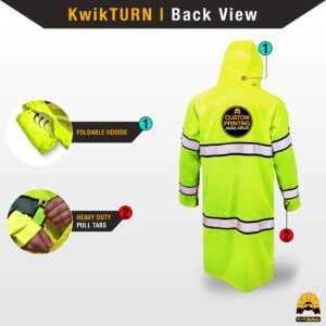 KwikSafety - Charlotte, NC - TORRENT High Visibility Rain Gear - Class 3 ANSI OSHA Reflective Weather Proof Hi Vis Trench Safety Jacket/Large