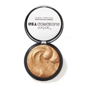 technic get gorgeous highlighting powder - pressed shimmer face makeup compact for a golden glow. shade: 24ct gold