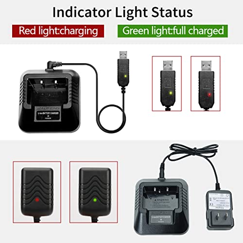 Baofeng Charger UV-5R BF-F8HP Charger Two-Way Radio Charger 100v-240v with US Adapter + USB Charger Cable for UV-5R Series Walkie Talkie