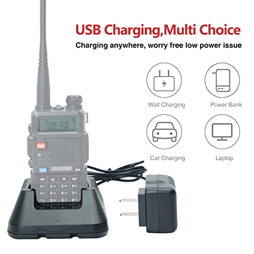 Baofeng Charger UV-5R BF-F8HP Charger Two-Way Radio Charger 100v-240v with US Adapter + USB Charger Cable for UV-5R Series Walkie Talkie