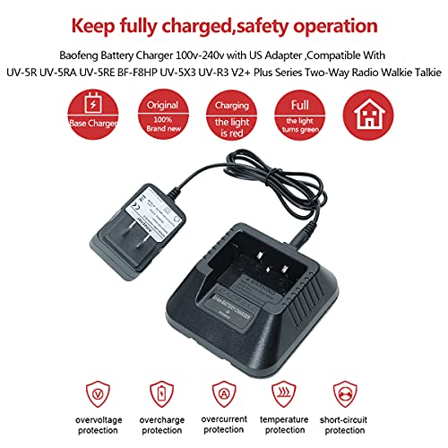 Baofeng Charger UV-5R BF-F8HP Charger Two-Way Radio Charger 100v-240v with US Adapter + USB Charger Cable for UV-5R Series Walkie Talkie