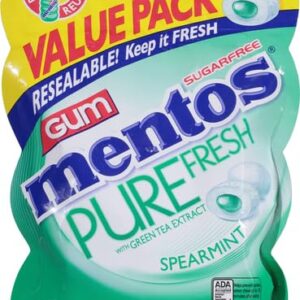 Mentos Pure Fresh Sugar-Free Chewing Gum with Xylitol, Spearmint, 120 Piece Bulk Resealable Bag (Pack of 1)