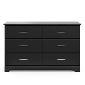 Storkcraft Brookside 6 Drawer Double Dresser (Black) – GREENGUARD Gold Certified, For Nursery, Kids Organizer, Chest of Drawers