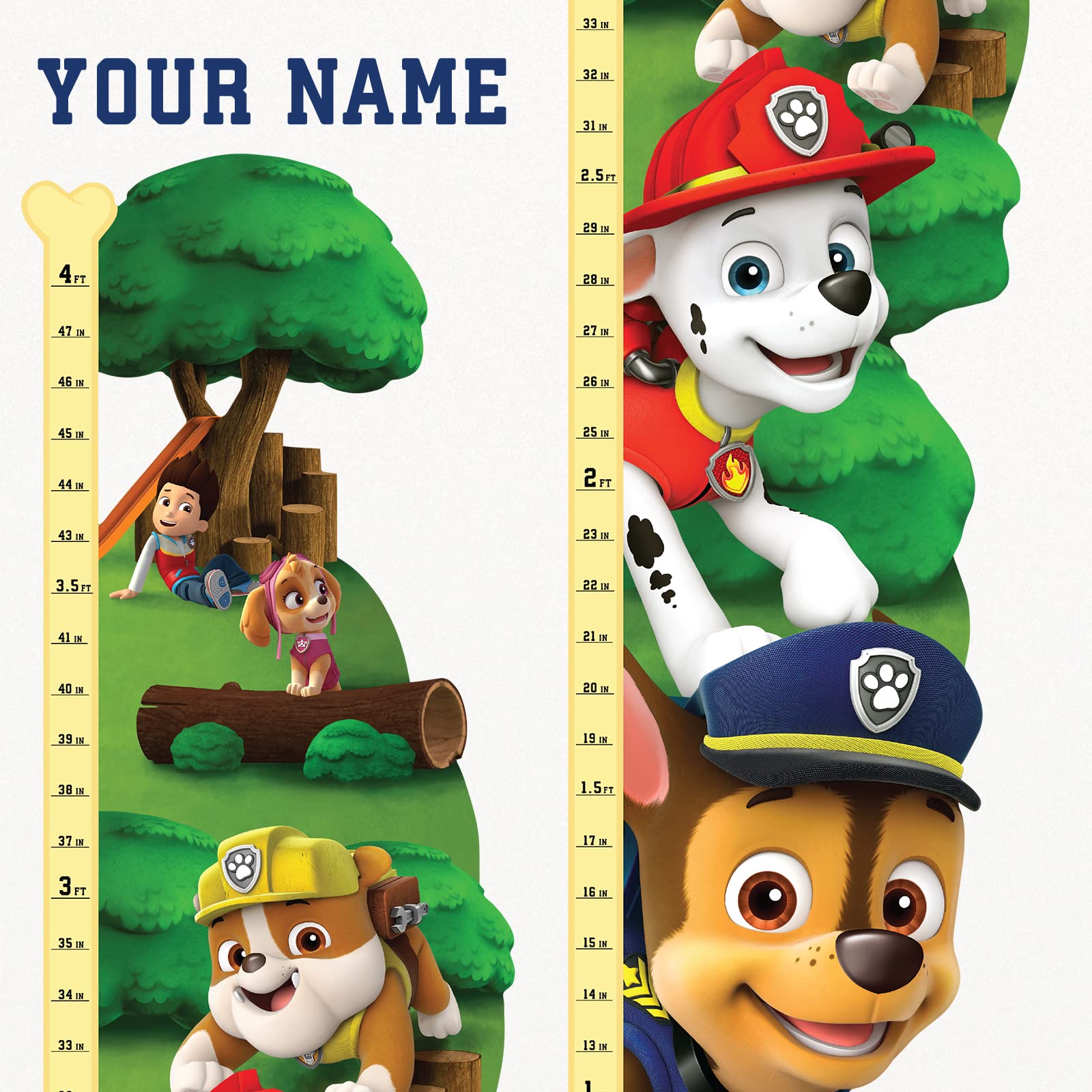 Oliver's Labels Growth Chart for Kids - Cute Personalized Wall Sticker - Ruler for Child Size - Height Measurement Decal for Kids - Decor for Boys & Girls (PAW Patrol™)