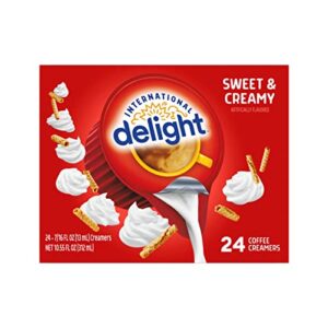 International Delight Coffee Creamer Singles, Sweet & Creamy, Shelf Stable Flavored Creamer, 24 Ct, 16 FL Oz, Pre-Portioned Creamers