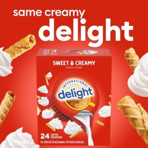 International Delight Coffee Creamer Singles, Sweet & Creamy, Shelf Stable Flavored Creamer, 24 Ct, 16 FL Oz, Pre-Portioned Creamers