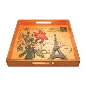 amber home goods paris themed square party platter tray for serving breakfast, appetizers, coffee, bar, or food 20” length