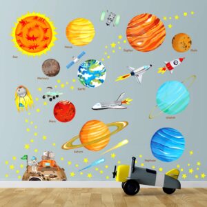 decowall ds9-1501s the solar system kids wall stickers wall decals peel and stick removable wall stickers for kids nursery bedroom living room (medium) d?cor