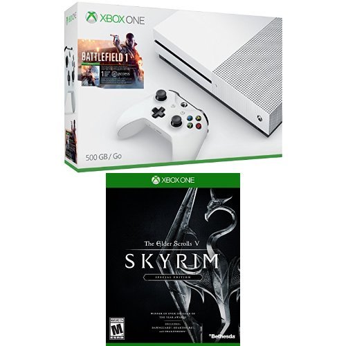 Xbox One S 500GB Console - Battlefield 1 Bundle + The Elder Scrolls V: Skyrim - Special Edition