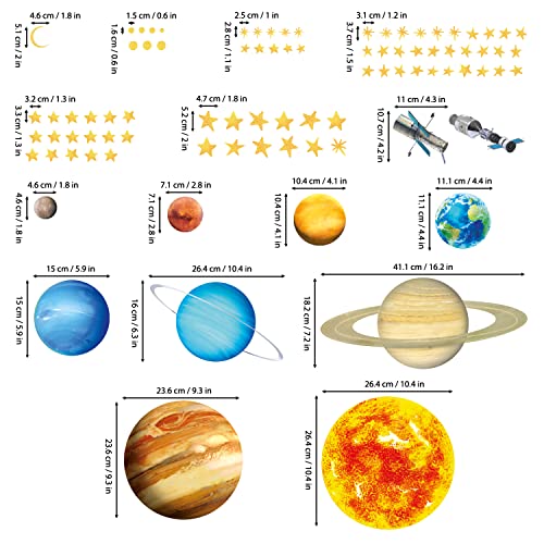 DECOWALL DS9-2007 Solar System Kids Wall Stickers Wall Decals Peel and Stick Removable Wall Stickers for Kids Nursery Bedroom Living Room d?cor