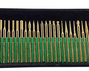 Diamond Drill Bit Burr Set Titanium Coated Bur Including 1mm 2mm 3mm Compatible with Dremel Tool Mixed Shapes Standard Shank Shaft 30 pieces