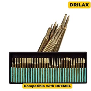 Diamond Drill Bit Burr Set Titanium Coated Bur Including 1mm 2mm 3mm Compatible with Dremel Tool Mixed Shapes Standard Shank Shaft 30 pieces