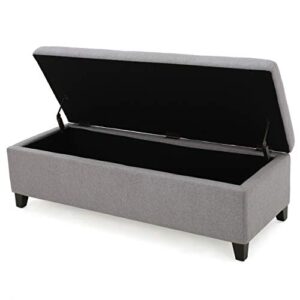 Christopher Knight Home Gable Fabric Storage Ottoman, Light Grey, Dimensions: 19.25”D x 50.75”W x 16.00”H