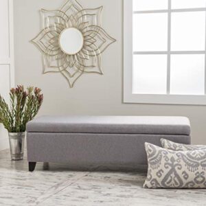 Christopher Knight Home Gable Fabric Storage Ottoman, Light Grey, Dimensions: 19.25”D x 50.75”W x 16.00”H