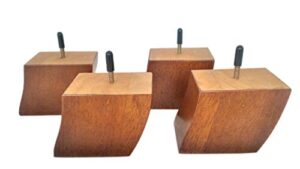 3.5" hq light oak square tapered wood furniture legs (couch or sofa), set of 4