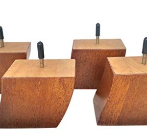 3.5" HQ Light Oak Square Tapered Wood Furniture Legs (Couch or Sofa), Set of 4