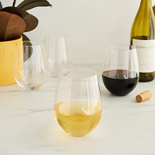 True Grand Cru Crystal Stemless Wine Glasses Set, Stemless White Wine Glasses, Red Wine Glasses Stemless, Large Wine Glasses Set of 4, 22oz