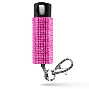guard dog security bling it on pepper spray, keychain with safety twist top, mini and easy carry, lightweight and fashionable, maximum police strength oc spray, 16 feet range