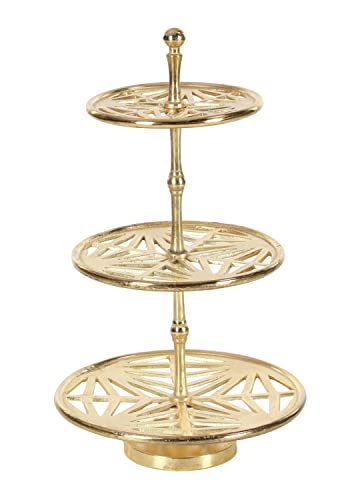 Deco 79 Aluminum 3 Tiered Tiered Server, 13" x 13" x 21", Gold