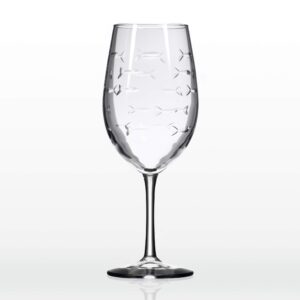 rolf school of fish engraved huge wine glass | 18 oz oversized wine glass | for white wine or red wine | clear glass
