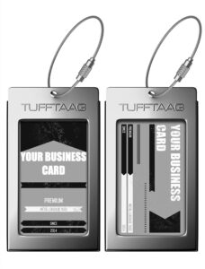 luggage tags business card holder by tufftaag - durable travel id bag tag in multiple color options, perfect for suitcases, backpacks, and carry-ons, easy identification, secure and stylish