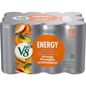 v8 +energy orange pineapple energy drink, made with real vegetable and fruit juices, 8 fl oz can (12 pack)