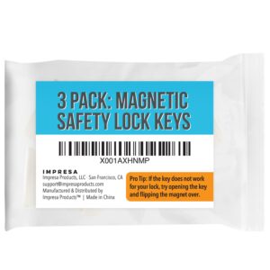 (3 Pack) Magnetic Safety Lock Key for Childproof Cabinet Locks - Includes 3 Adhesive Magnetic Key Holders White