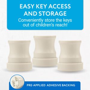 (3 Pack) Magnetic Safety Lock Key for Childproof Cabinet Locks - Includes 3 Adhesive Magnetic Key Holders White