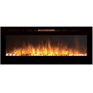 regal flame astoria 60" built-in ventless heater recessed wall mounted electric fireplace - pebble