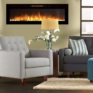 Regal Flame Astoria 60" Built-in Ventless Heater Recessed Wall Mounted Electric Fireplace - Pebble